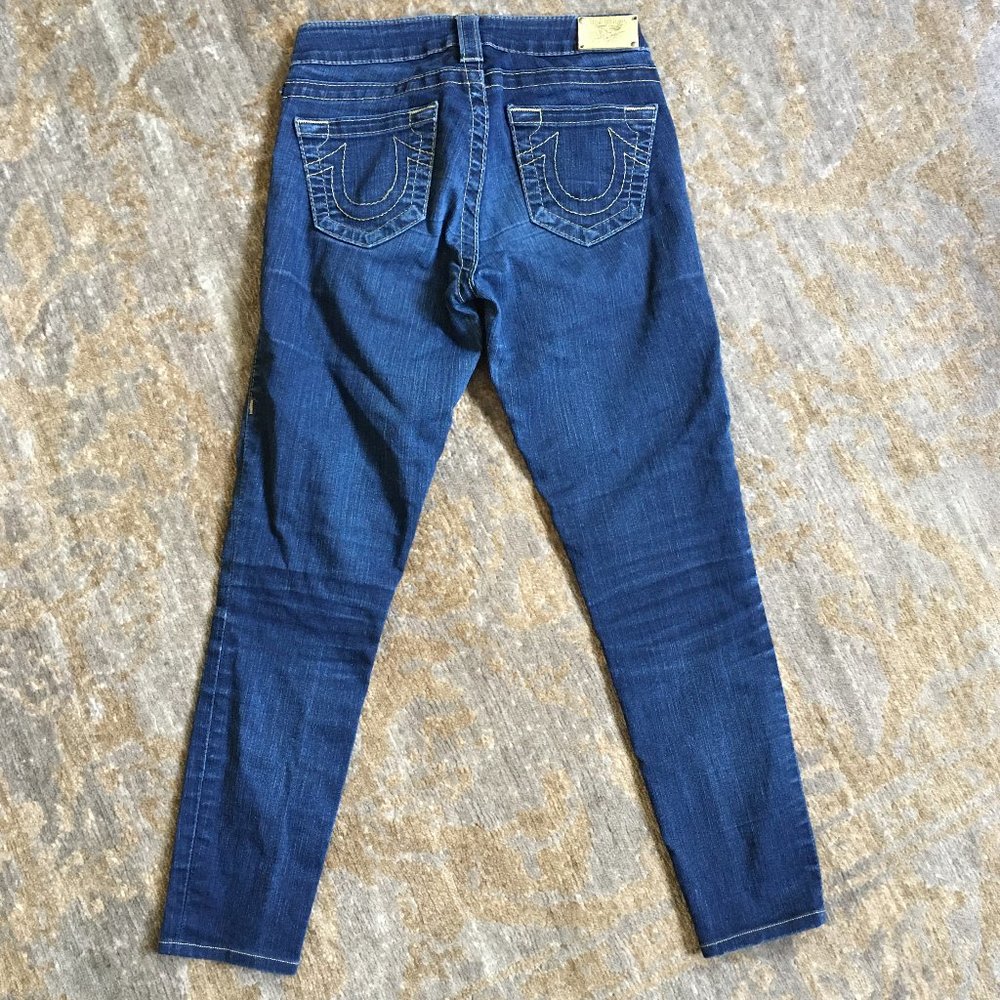 True Religion Halle Skinny Gold Metal Tag Jeans 25 - Picture 3 of 8